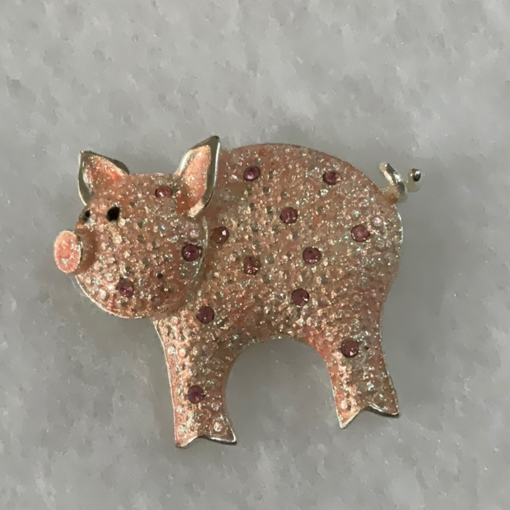 Vintage Danecraft Rhinestone Pig Pin